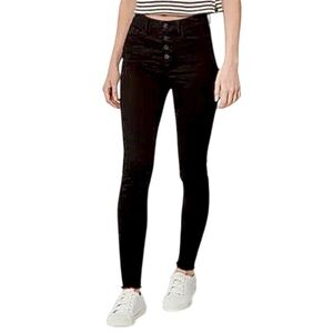 a.n.a Black High Rise Frayed Hem Button Fly Stretch Denim Jeggings Size 12